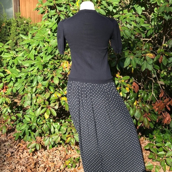 Comme des Garçons Vintage 70s Polka Dot Silk Maxi Dress Cottagecore Blue Small - Picture 5 of 10